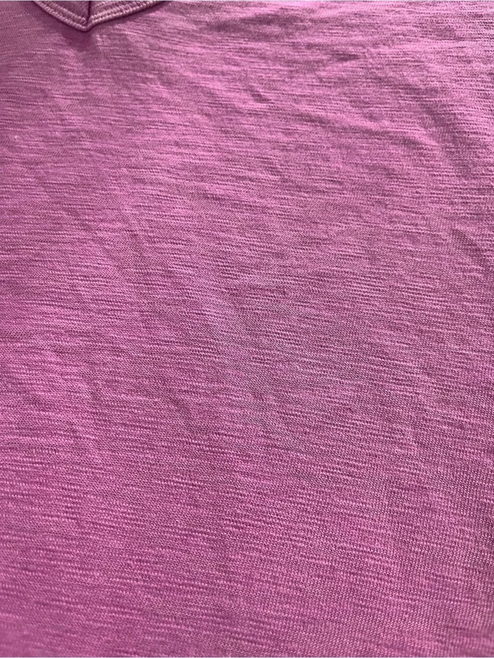 T Shirt Dress 100% Cotton Heathered Pink V Neck Heather Short Sleeve Basic Solid